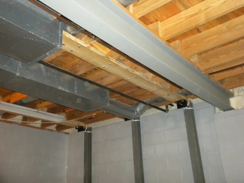 Parallel joist installation showing professional foundation repair techniques